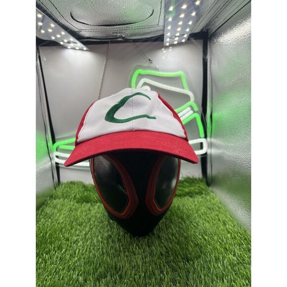 Pokemon Ash Ketchum C Snapback Hat OS‎ White Red Embroidered Cosplay Adjustable - Picture 1 of 5
